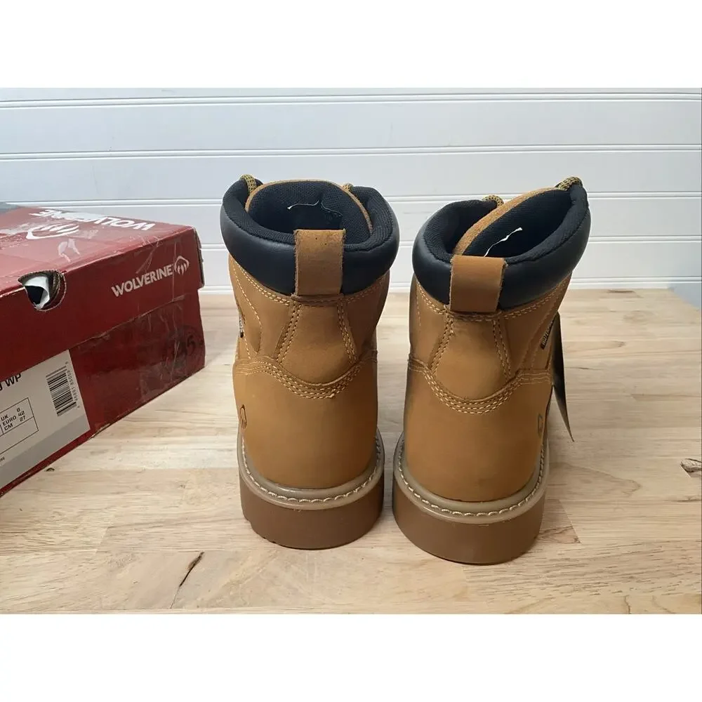 Size 9 Wolverine Men’s Floorhand Waterproof 6” Steel-Toe Work Boot, WHEAT, NEW - Picture 3 of 8